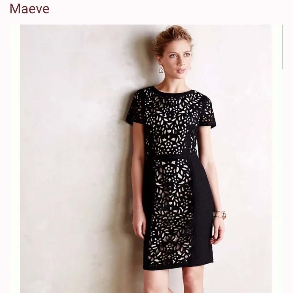 MaEve‎ Basalt Sheath Laser Cut Mini Dress